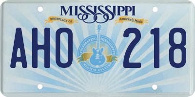 MS license plate AHO218