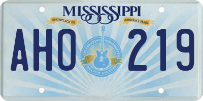 MS license plate AHO219