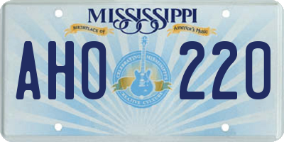 MS license plate AHO220