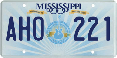 MS license plate AHO221