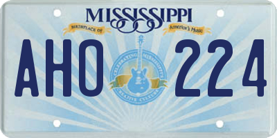 MS license plate AHO224