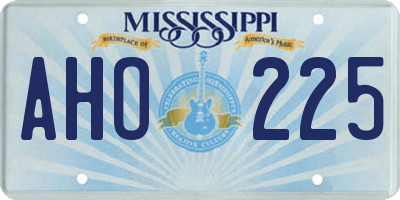 MS license plate AHO225
