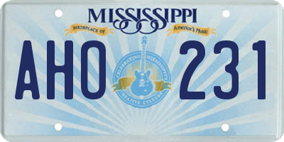 MS license plate AHO231