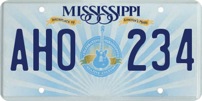 MS license plate AHO234