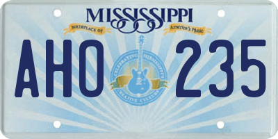 MS license plate AHO235