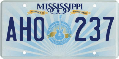 MS license plate AHO237