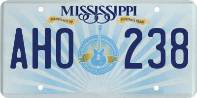 MS license plate AHO238