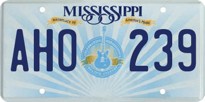 MS license plate AHO239