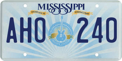 MS license plate AHO240