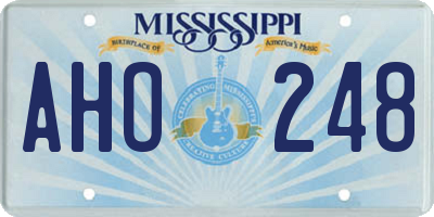 MS license plate AHO248