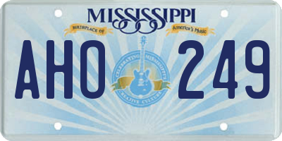 MS license plate AHO249