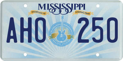 MS license plate AHO250