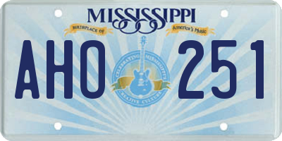 MS license plate AHO251