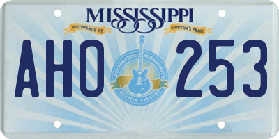 MS license plate AHO253