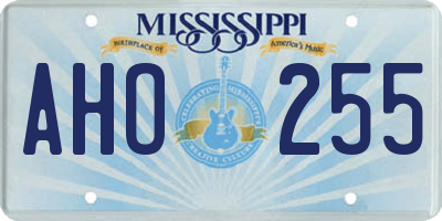 MS license plate AHO255