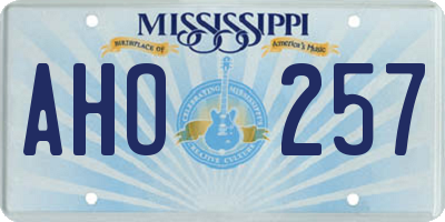 MS license plate AHO257
