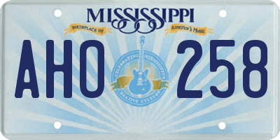 MS license plate AHO258