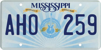 MS license plate AHO259