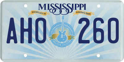 MS license plate AHO260