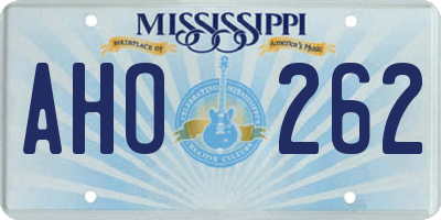 MS license plate AHO262