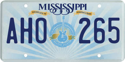 MS license plate AHO265