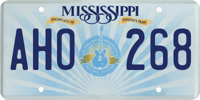 MS license plate AHO268