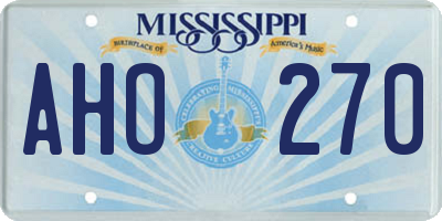 MS license plate AHO270