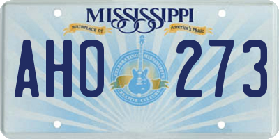 MS license plate AHO273