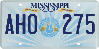 MS license plate AHO275