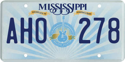 MS license plate AHO278