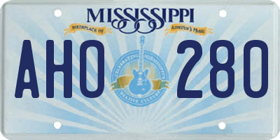 MS license plate AHO280