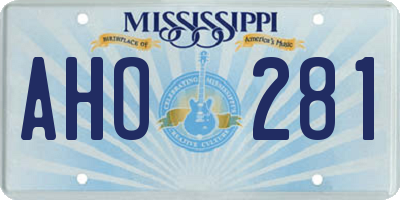 MS license plate AHO281