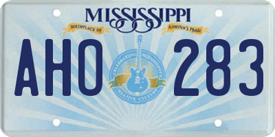 MS license plate AHO283