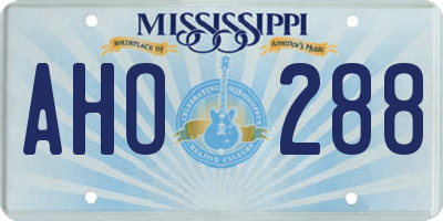 MS license plate AHO288