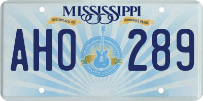 MS license plate AHO289