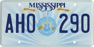 MS license plate AHO290