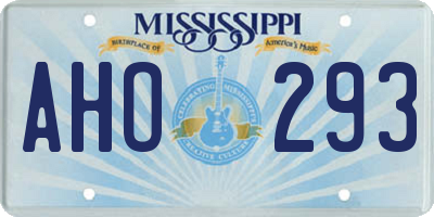 MS license plate AHO293