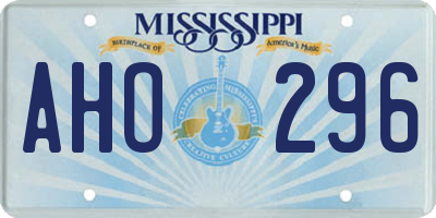 MS license plate AHO296