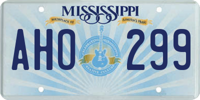 MS license plate AHO299