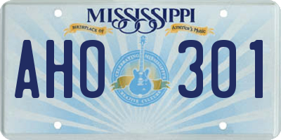 MS license plate AHO301