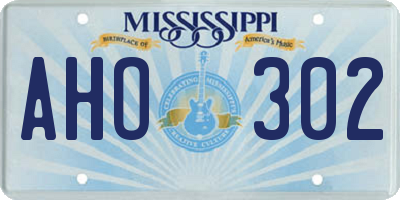 MS license plate AHO302