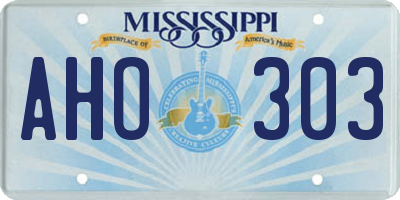MS license plate AHO303