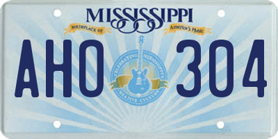 MS license plate AHO304