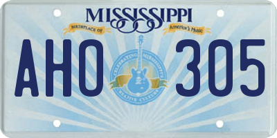 MS license plate AHO305