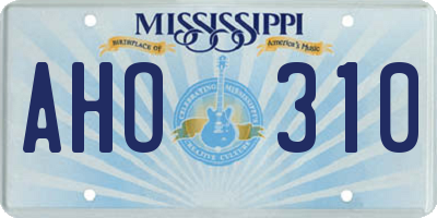 MS license plate AHO310