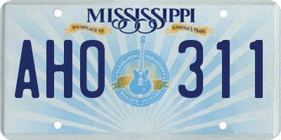 MS license plate AHO311