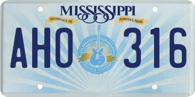 MS license plate AHO316