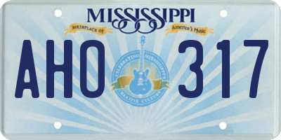 MS license plate AHO317
