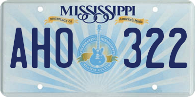 MS license plate AHO322