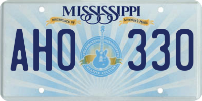 MS license plate AHO330